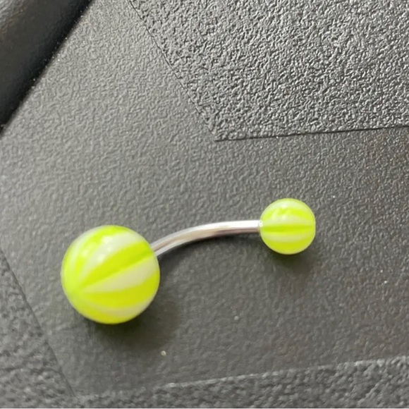 NEW Yellow And White belly button ring barbell - Picture 2 of 2